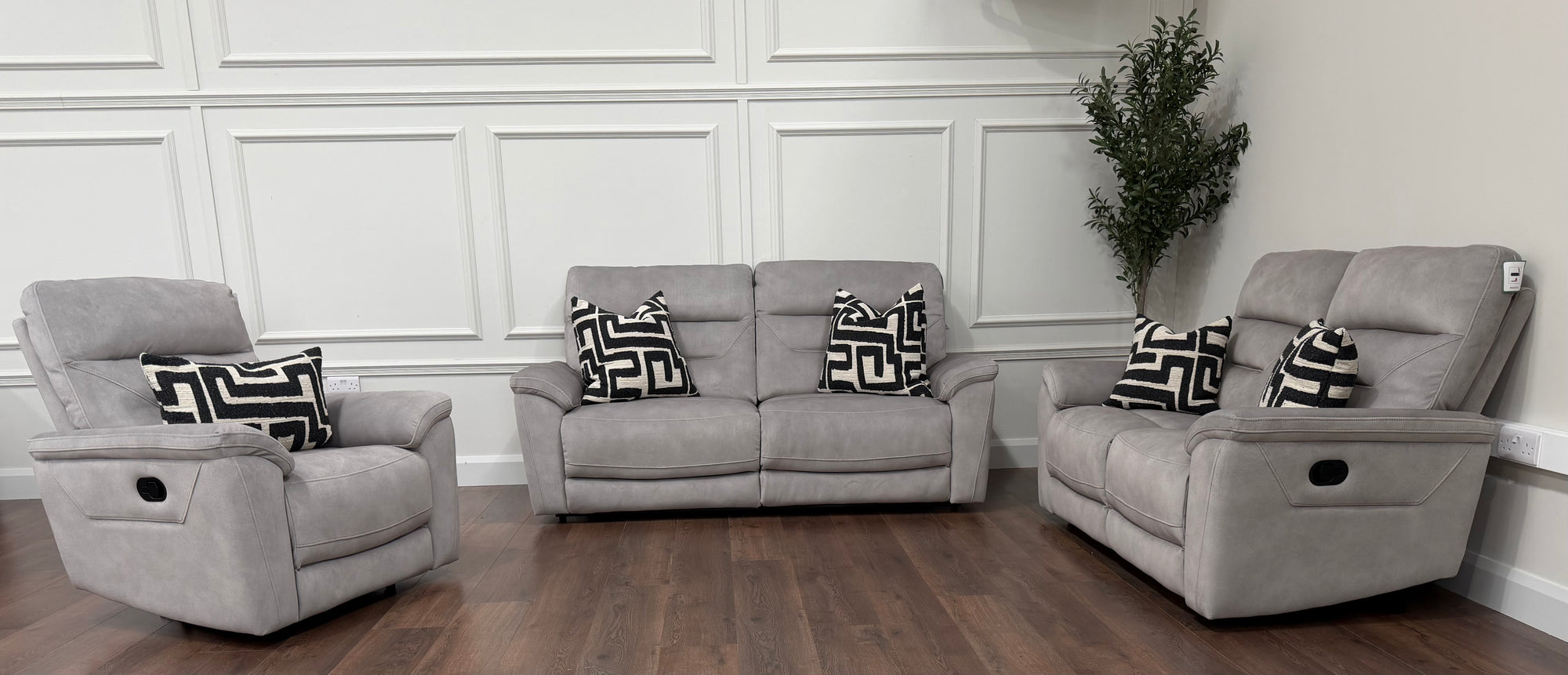 Zurich Manual Recliner Sofa 3 + 2 + 1 – Pebble Grey