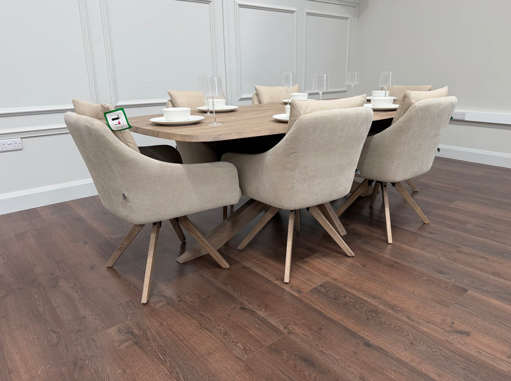 Soren Solid Oak Dining Table 2.2m & Elsa  Dining Chairs