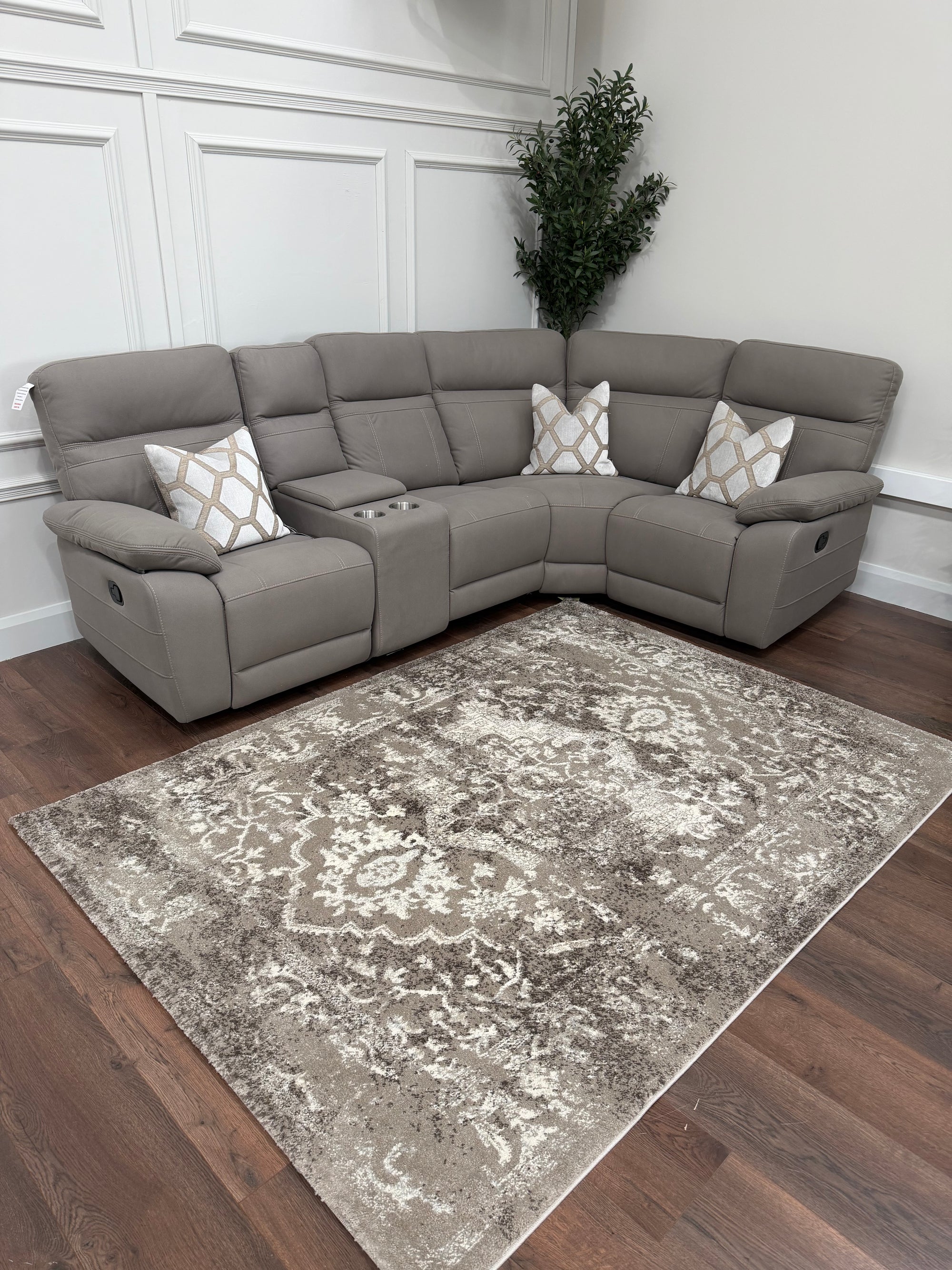 Jude 5 Piece Corner Manual Recliner- Stone Microfiber fabric