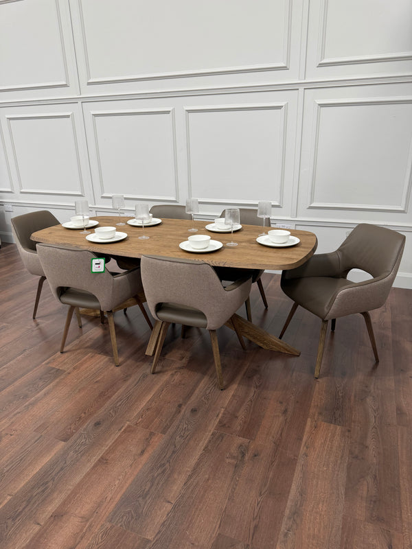 Soren Oak Mocca Dining 1.8mSet with Florence Chairs