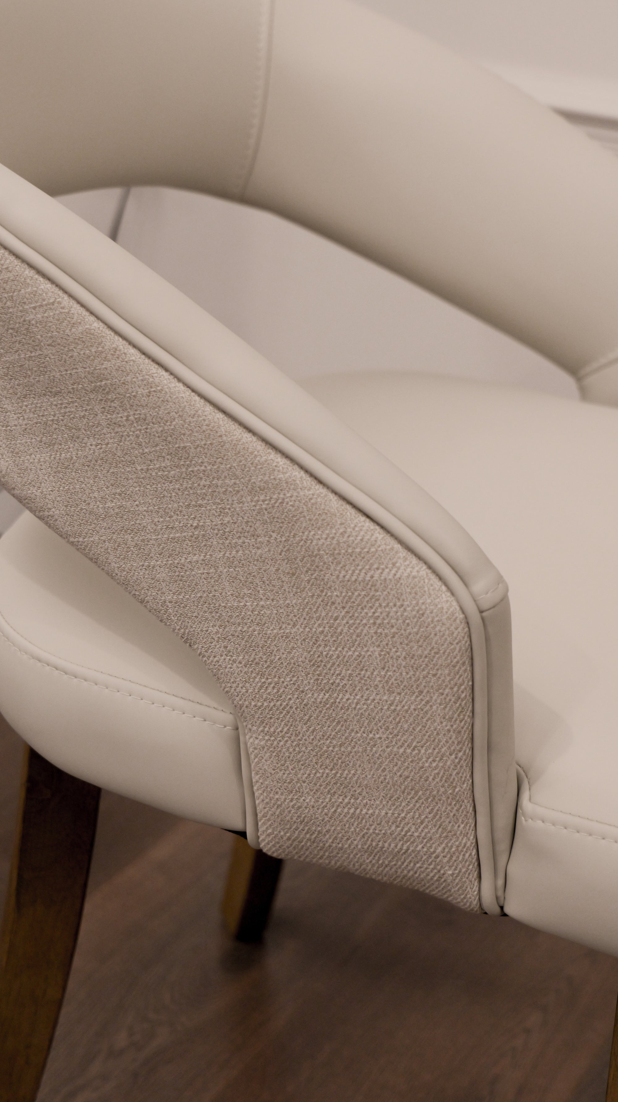 Willow Dining Chair - Linen Neutral Fabric/ Cream Leather