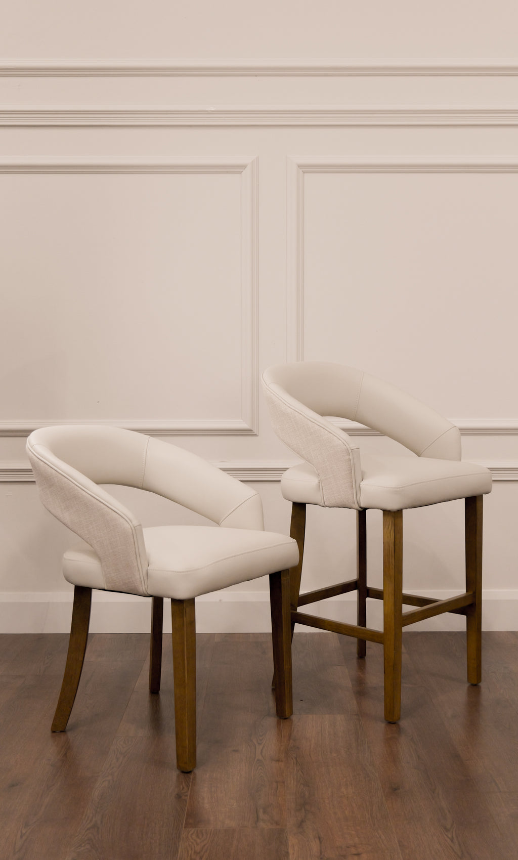Willow Bar Stool - Linen Neutral Fabric/ Cream Leather