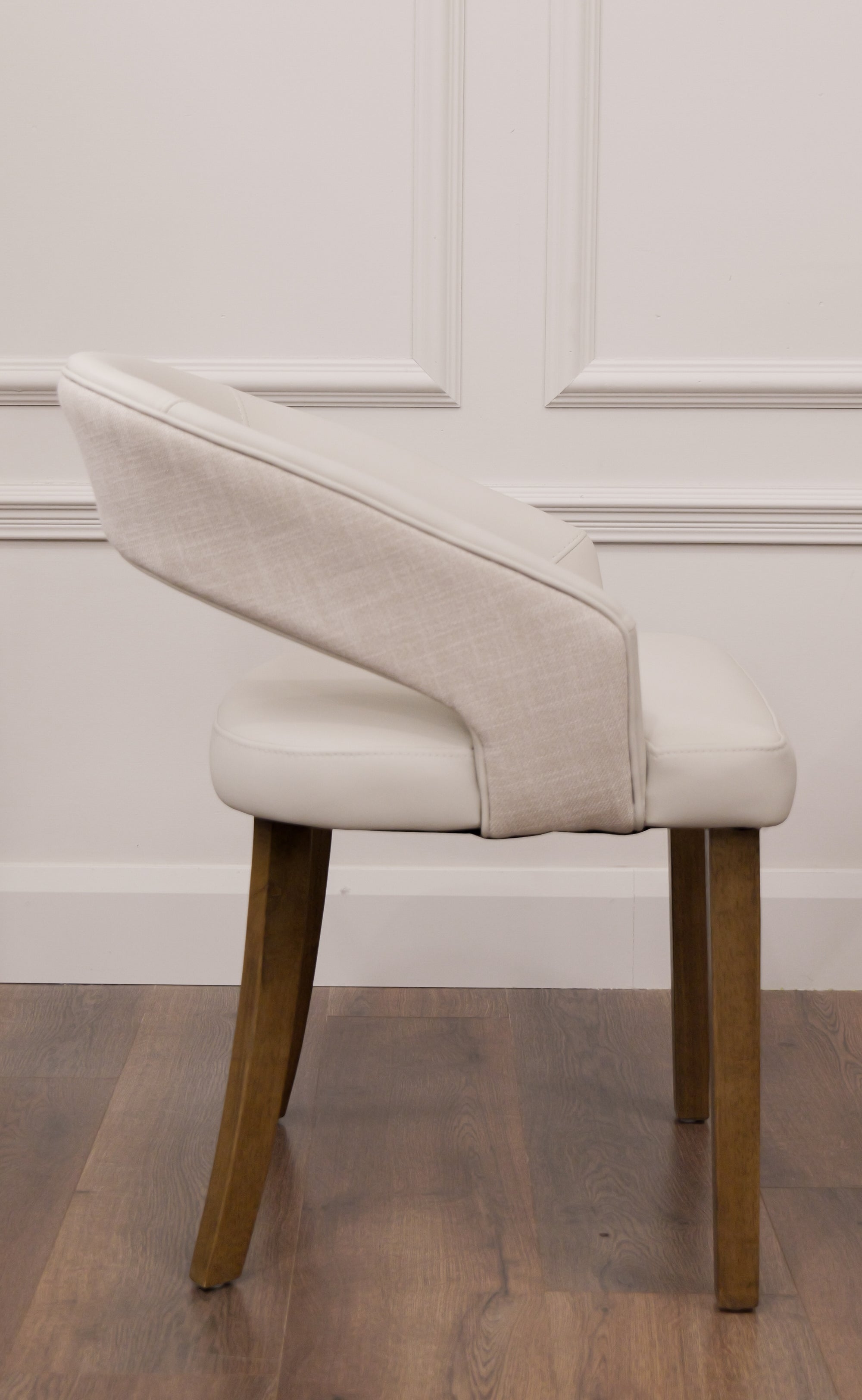 Willow Dining Chair - Linen Neutral Fabric/ Cream Leather