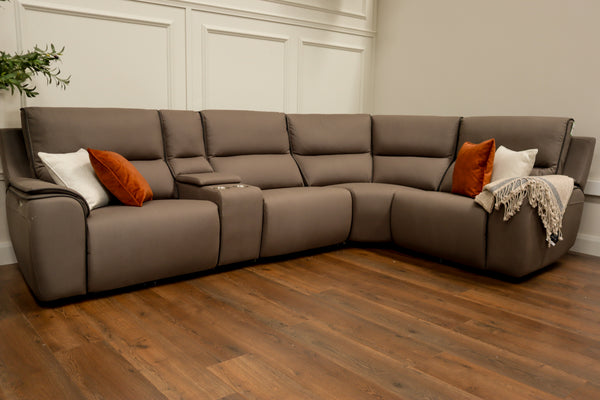 Luxor Power Corner 5 Piece - Dark Taupe  Microfibre Fabric