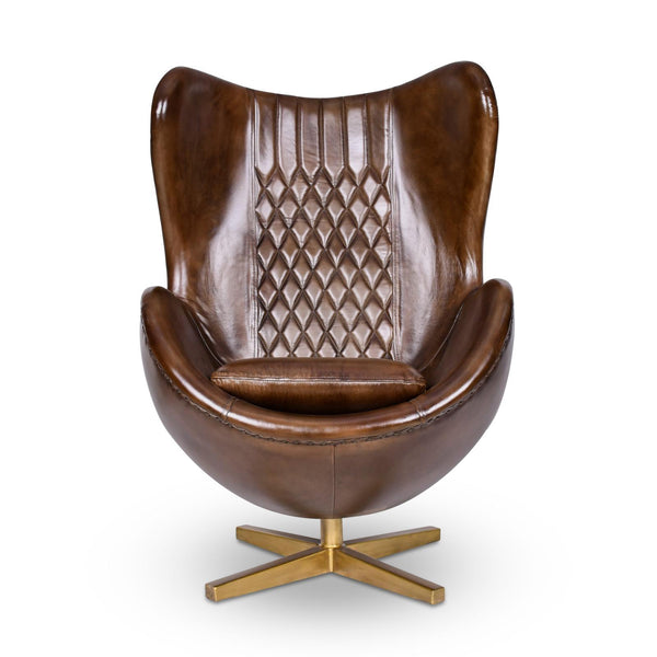 Lancaster Swivel Chair – Brown Leather