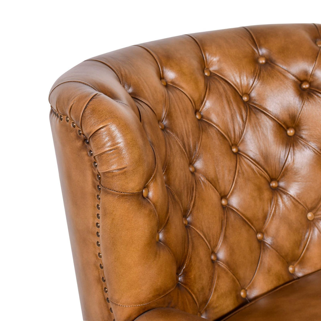 Queen Anne Leather Chair – Vintage Tan