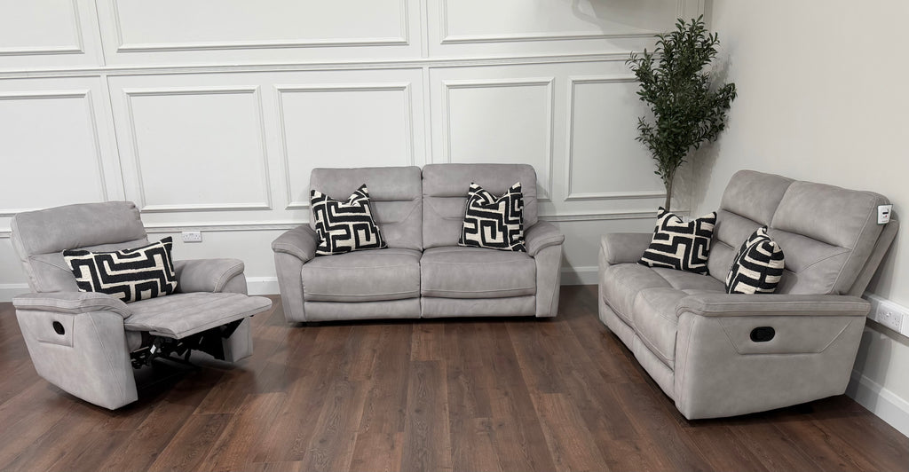 Zurich Manual Recliner Sofa 3 + 2 + 1 – Pebble Grey