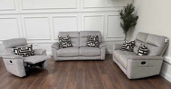 Zurich Manual Recliner Sofa 3 + 2 + 1 – Pebble Grey