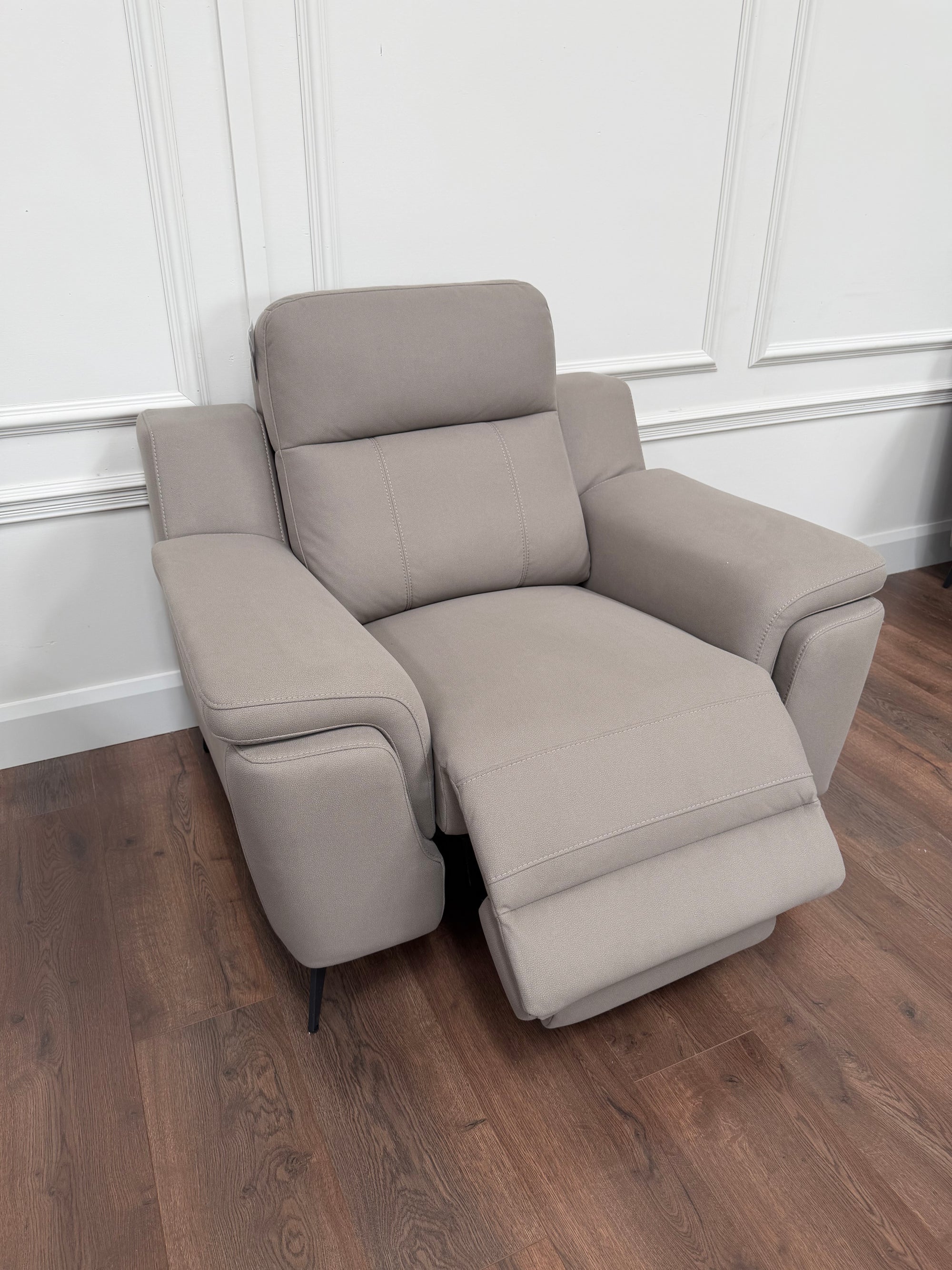 Lara Power 1  Seater - Stone Microfiber