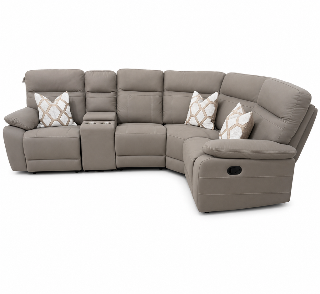 Jude 5 Piece Corner Manual Recliner- Stone Microfiber fabric