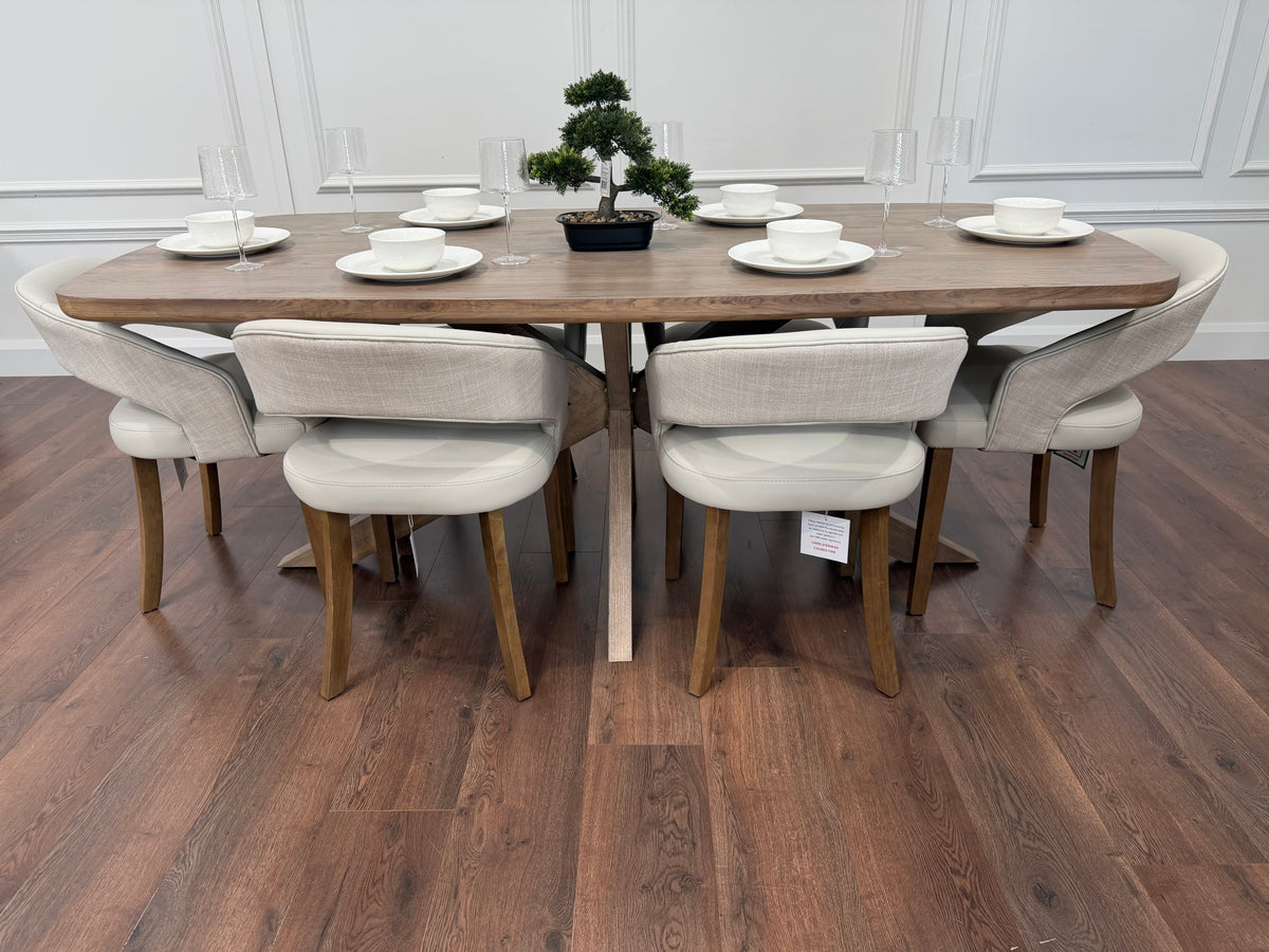 Ashley 2.1m Table + 6 Willow Cream Chairs