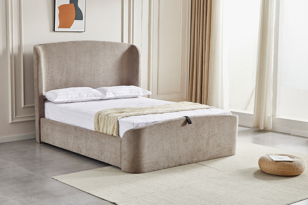 BLAIRE Double OTTOMAN BED - Dark Taupe
