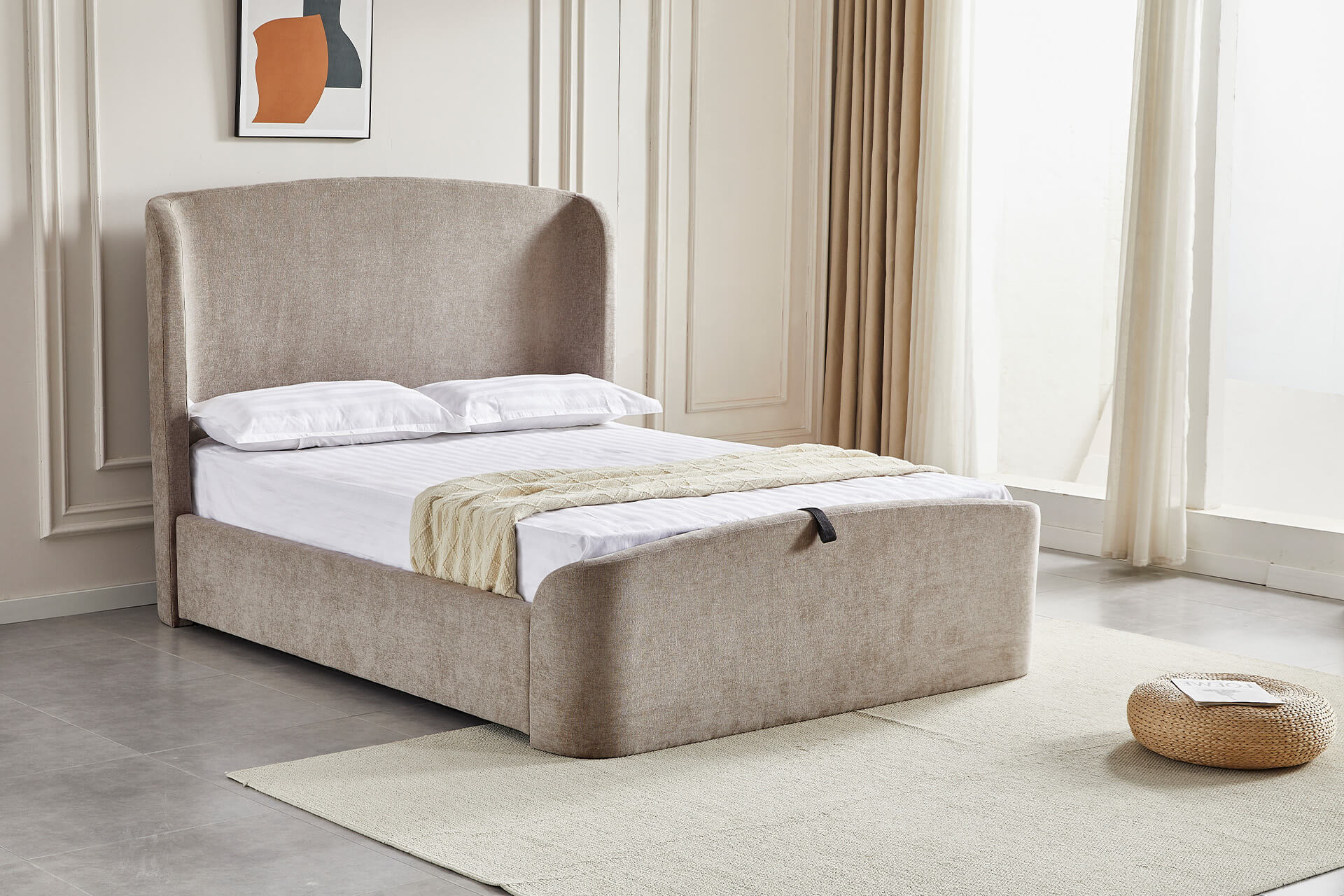 BLAIRE  Super King OTTOMAN BED - Dark Taupe