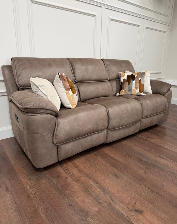 Kingsley  Recliner 3 Seater -  Dark Taupe Suede