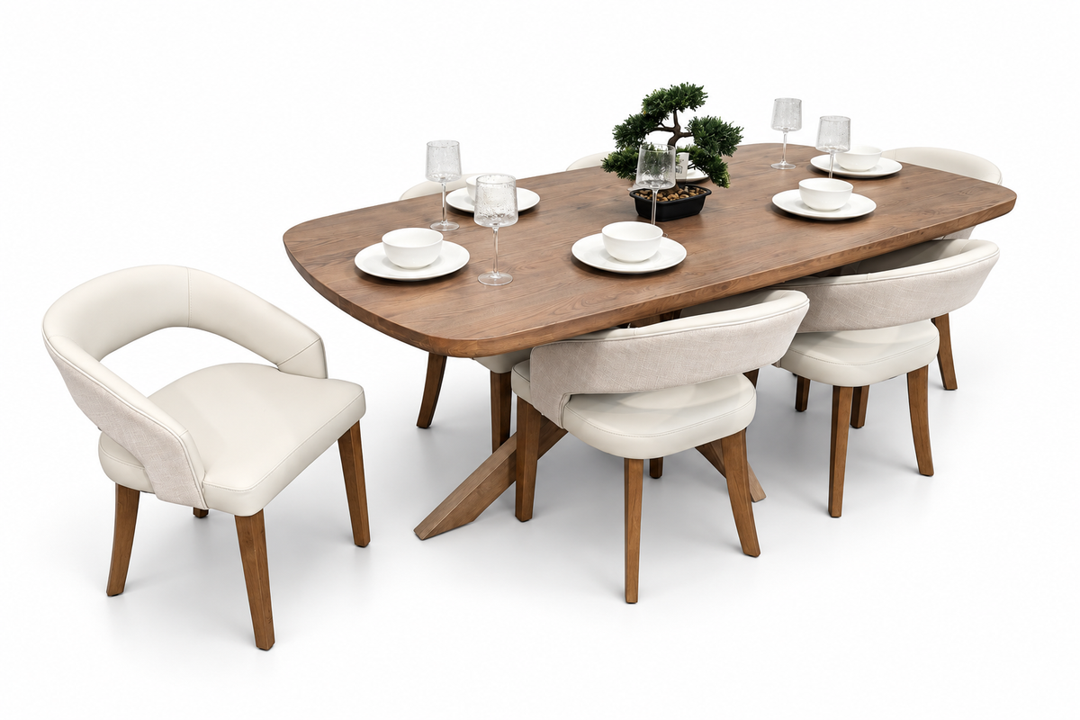 Ashley 1.8 m Table + 6 Willow Cream Chairs