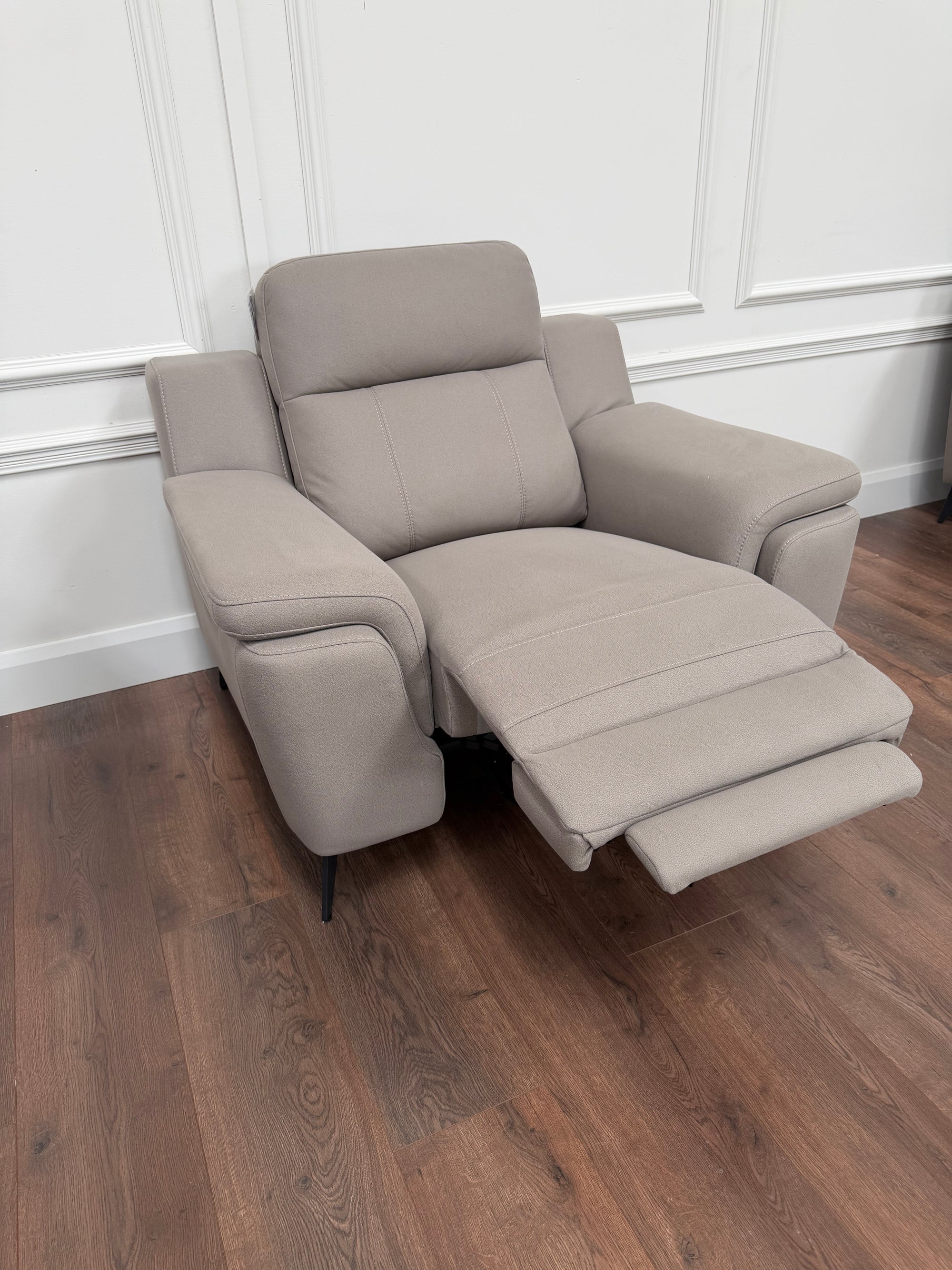 Lara Power 1  Seater - Stone Microfiber