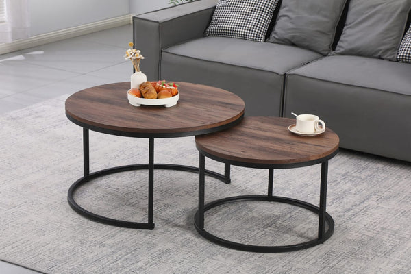 Hudson Dark Walnut Veneer Nest of 2 Coffee Tables