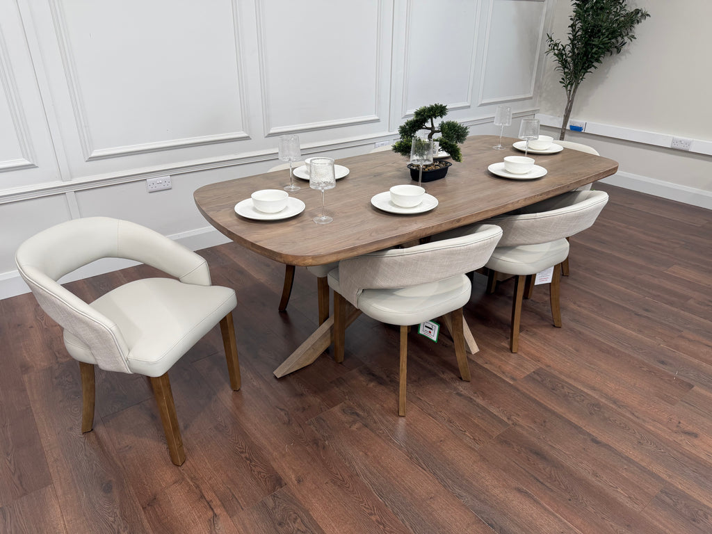Ashley 1.8 m Table + 6 Willow Cream Chairs