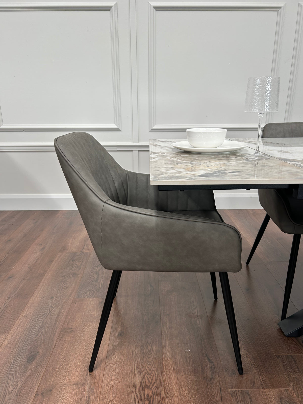 Sorrento Extending Sintered Stone Dining Set + 6 EZ Grey Chairs