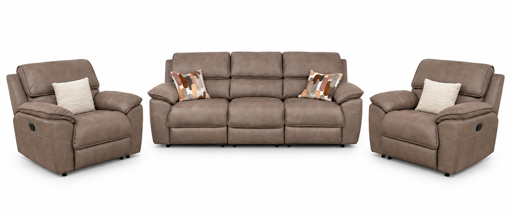 Kingsley  Recliner 3 + 1 + 1 -  Dark Taupe Suede