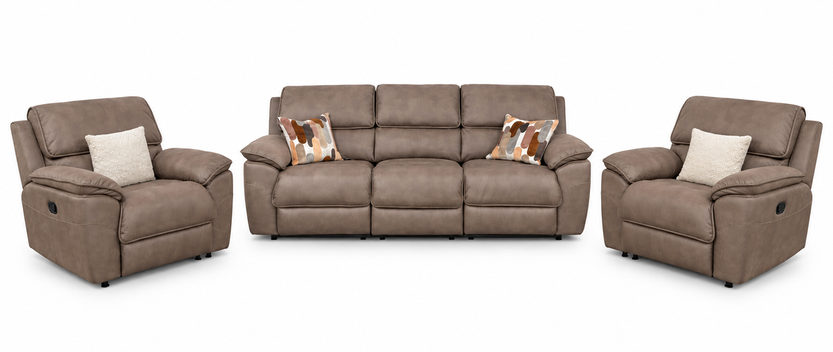 Kingsley  Recliner 3 + 1 + 1 -  Dark Taupe Suede
