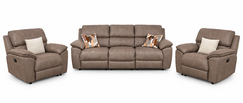 Kingsley  Recliner 3 + 1 + 1 -  Dark Taupe Suede
