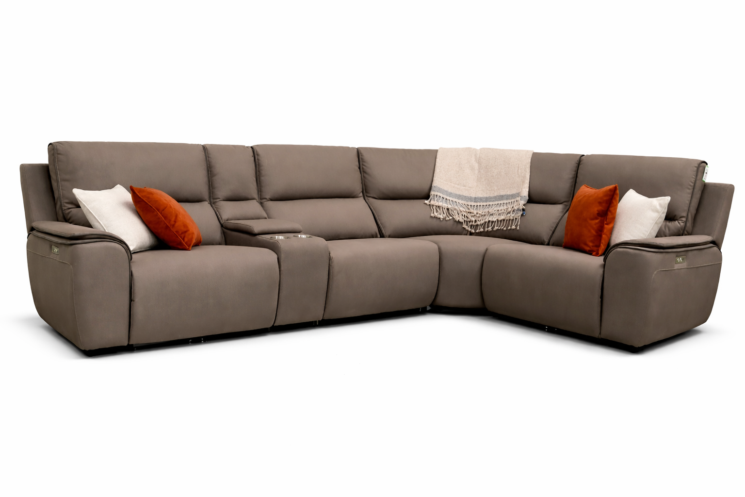 Luxor Power Corner 5 Piece - Dark Taupe  Microfibre Fabric