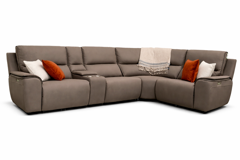 Luxor Power Corner 5 Piece - Dark Taupe  Microfibre Fabric