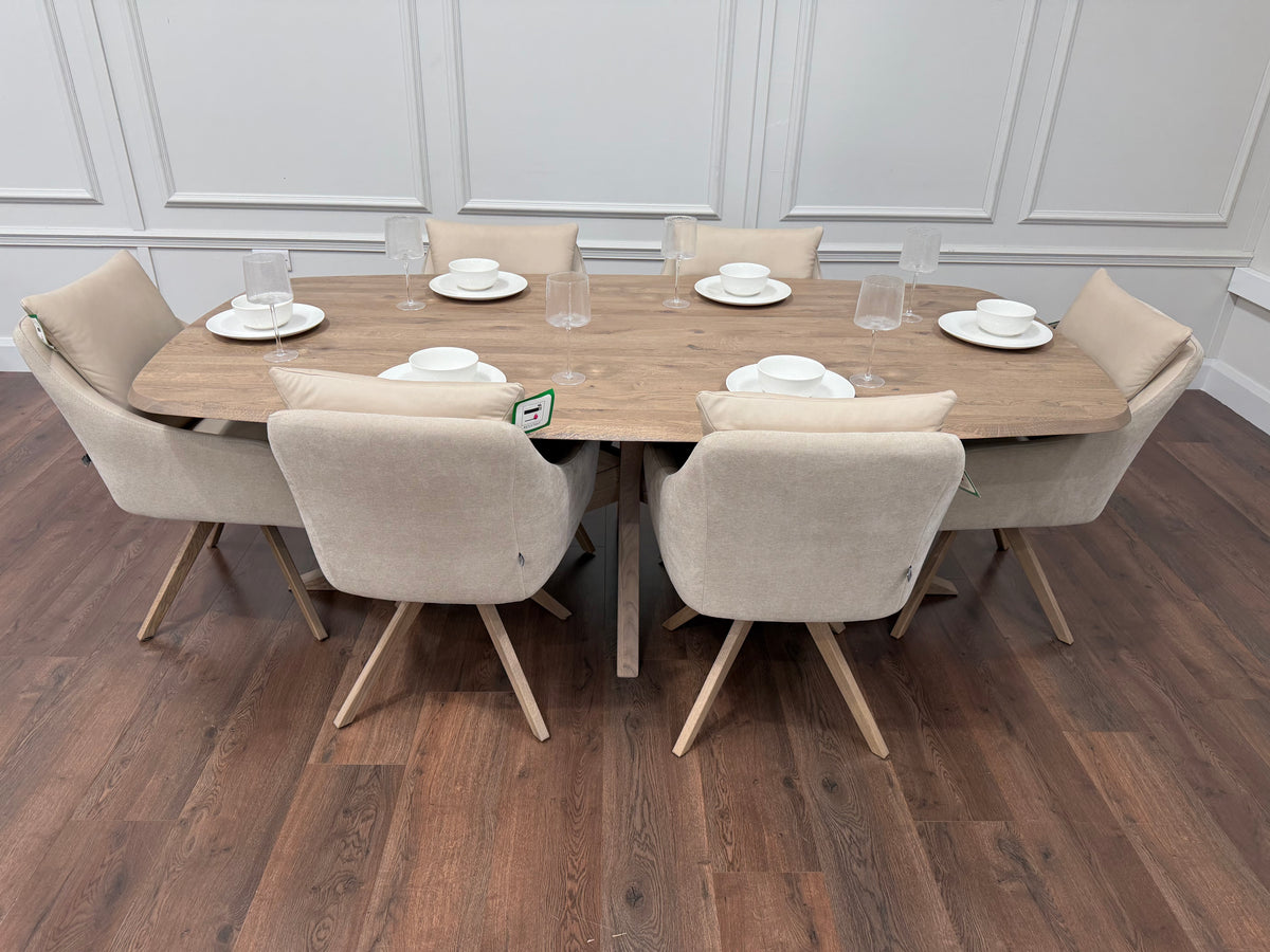 Soren Solid Oak Dining Table 2.2m & Elsa  Dining Chairs