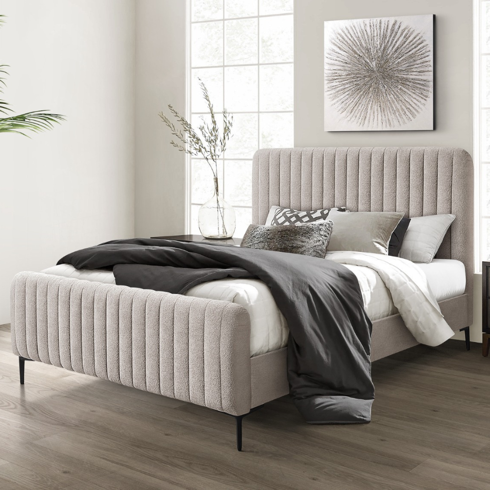 Clarissa Bed Frame Double  - Beige Fabric