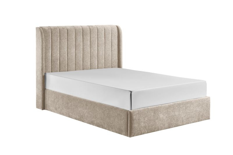 Fran Gas Lift  Double Bed Frame   - Biege Fabric