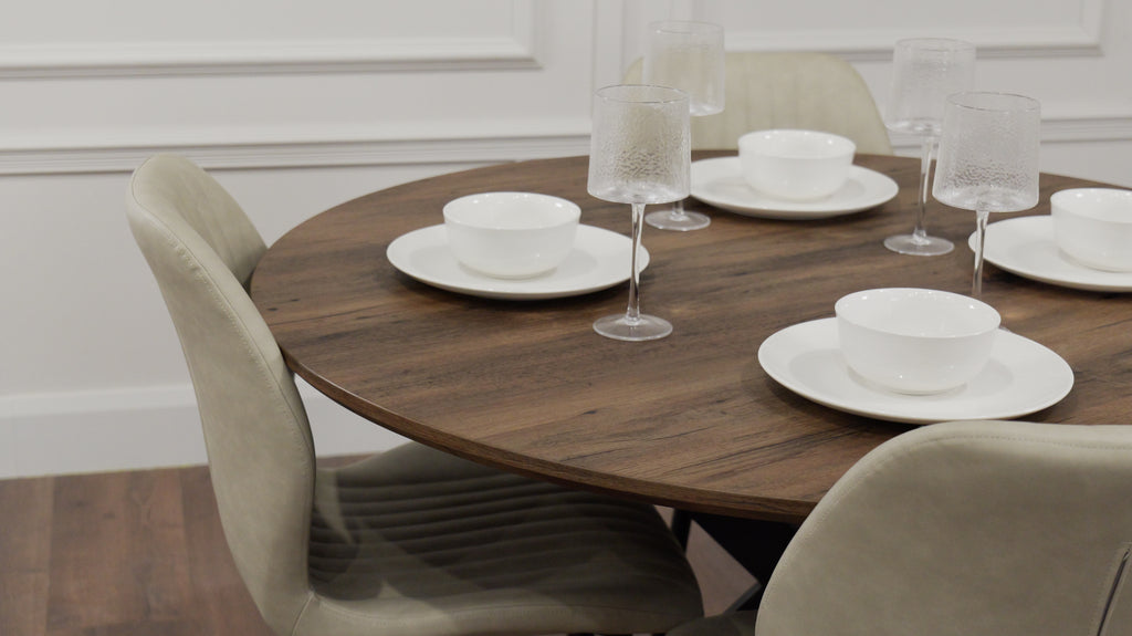 Epsom Dark Oak 1.2m + 4 Lyra Taupe PU