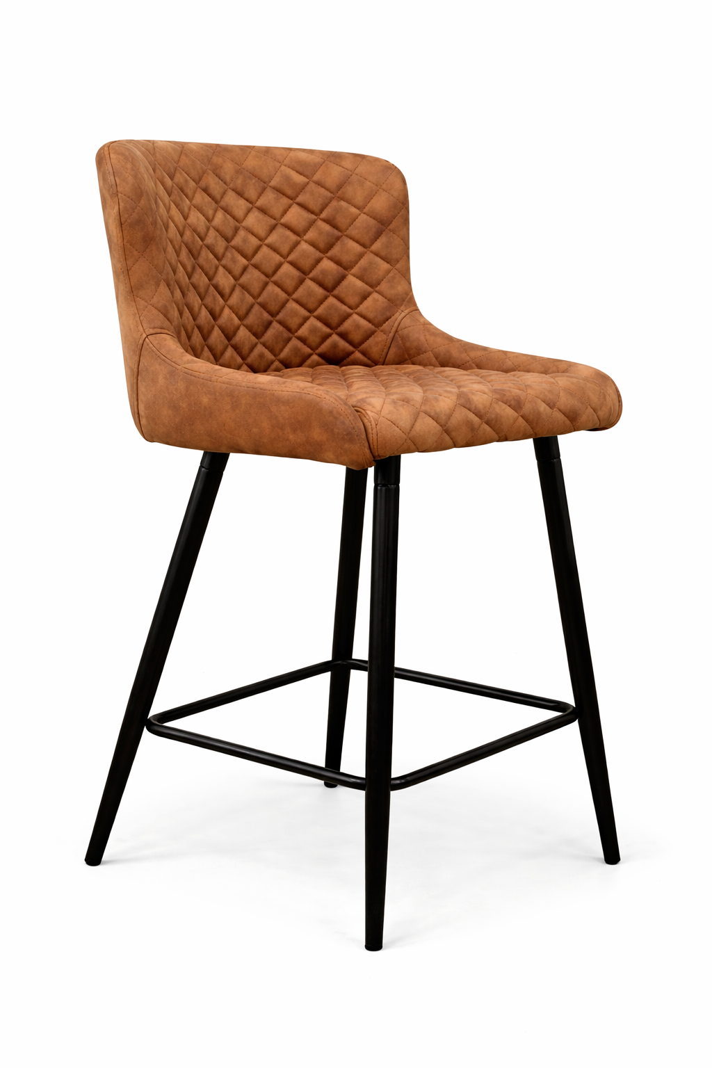 Diamond Bar Stool - Tan Suede