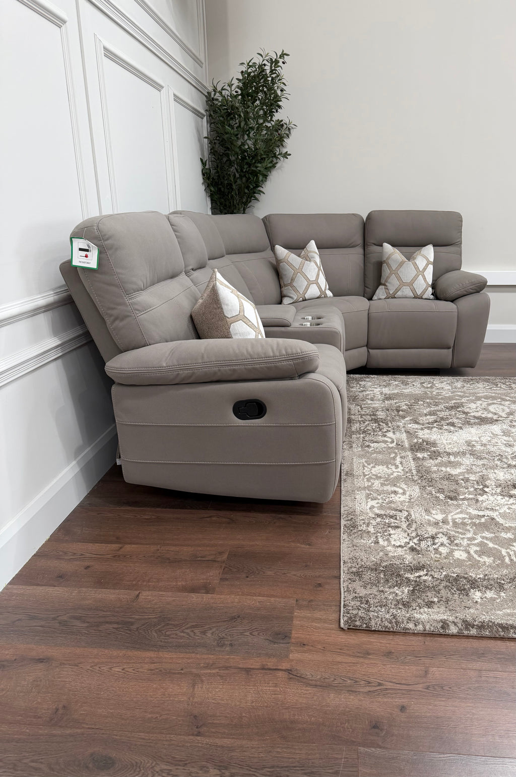 Jude 5 Piece Corner Manual Recliner- Stone Microfiber fabric