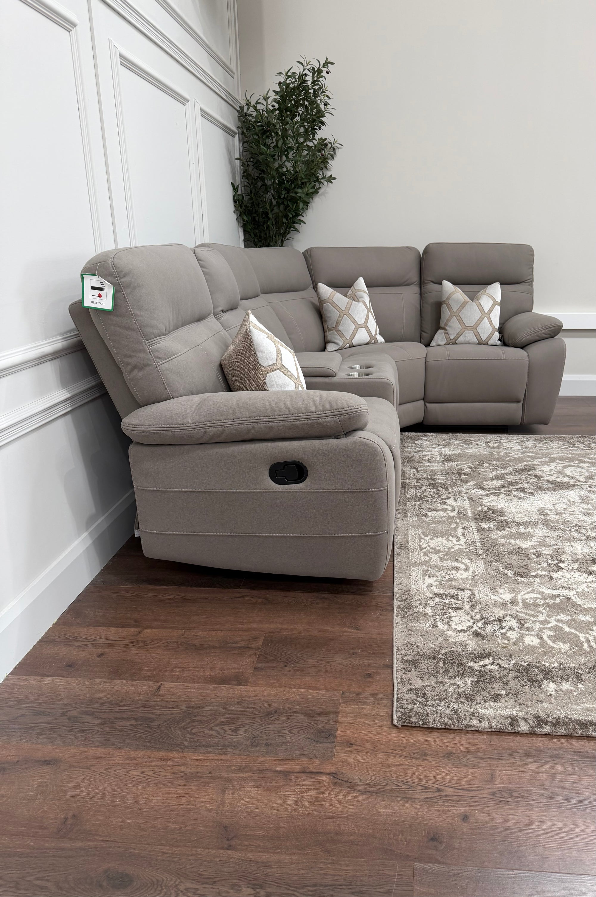 Jude 5 Piece Corner Manual Recliner- Stone Microfiber fabric