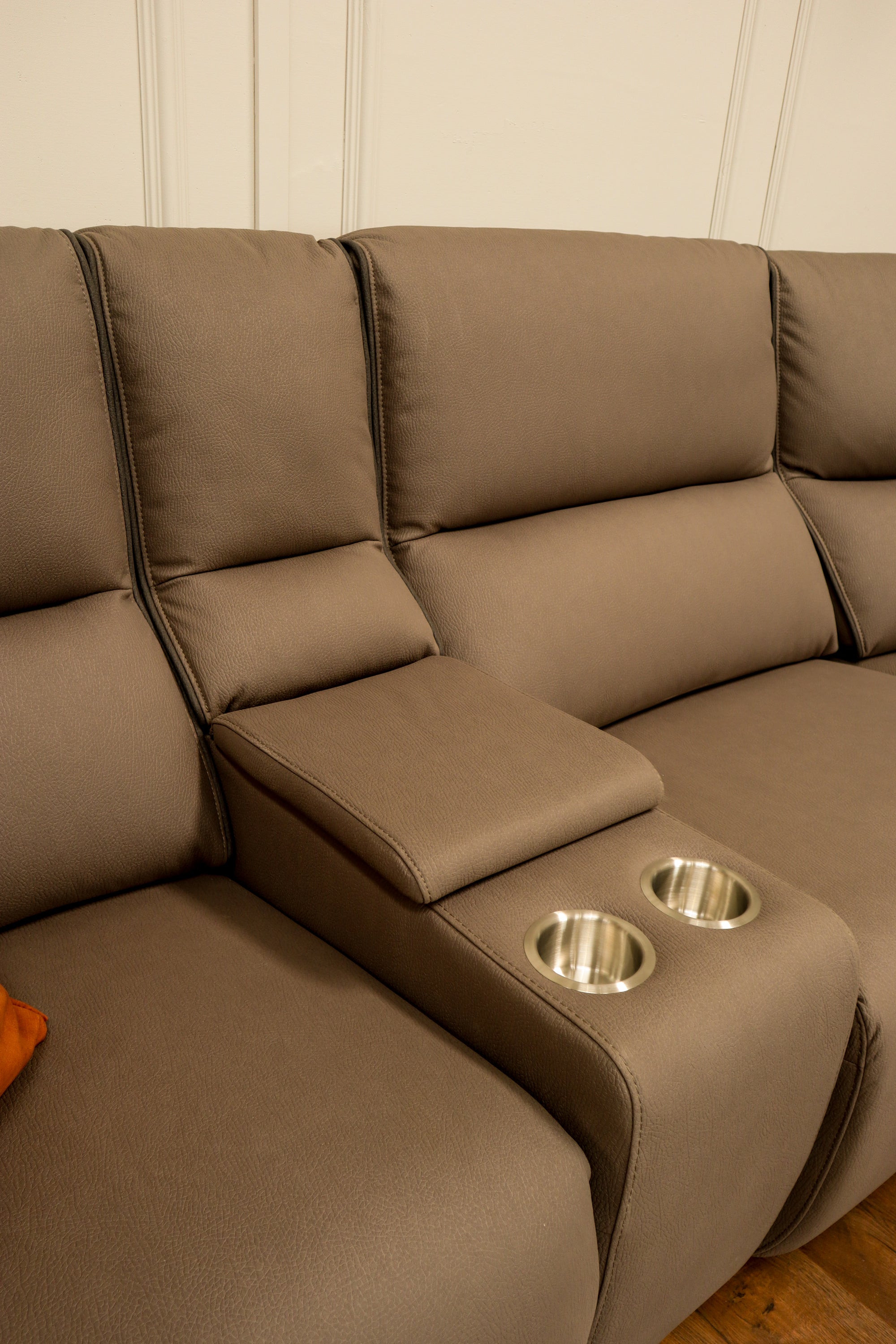 Luxor Power Corner 5 Piece - Dark Taupe  Microfibre Fabric