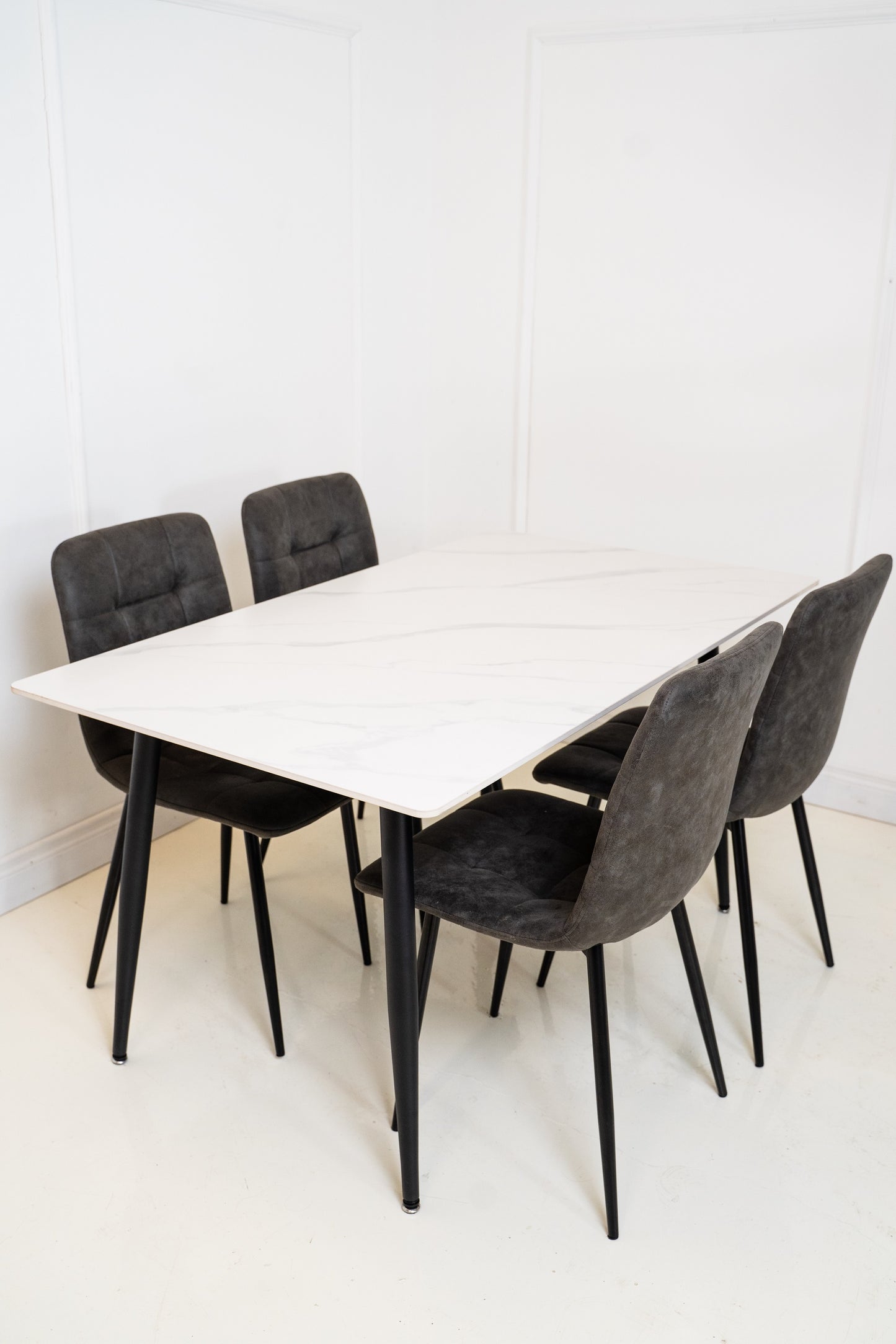 Apollo Dining Table 1.4m Set  - Sintered Stone White