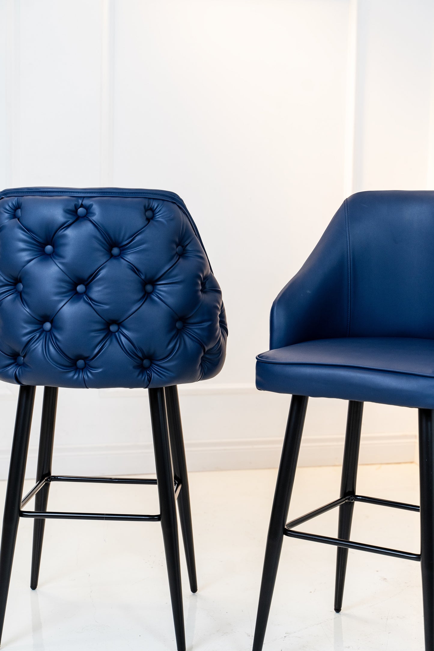 Astley  Barstool - Midnight Navy Faux Leather