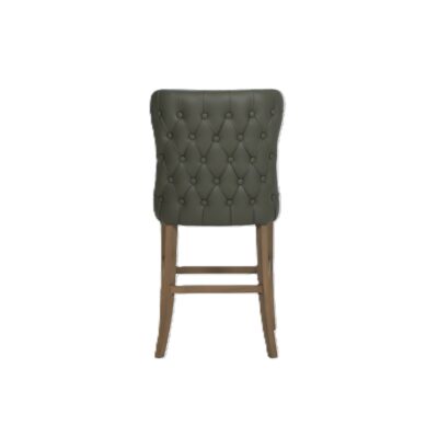 Duke Bar Stool - Green  – Fabric & PU Leather Back