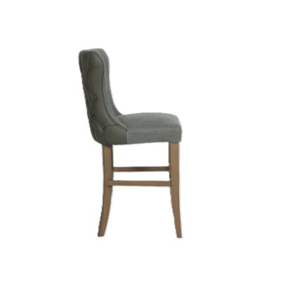 Duke Bar Stool - Green  – Fabric & PU Leather Back