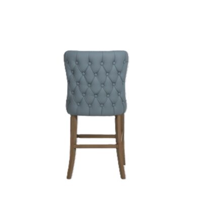 Duke Bar Stool - Blue – Fabric & PU Leather Back