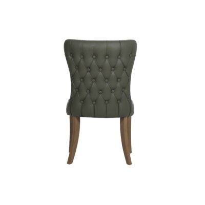 Duke Dining Chair - Green – Fabric & PU Leather Back