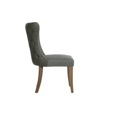 Duke Dining Chair - Green – Fabric & PU Leather Back