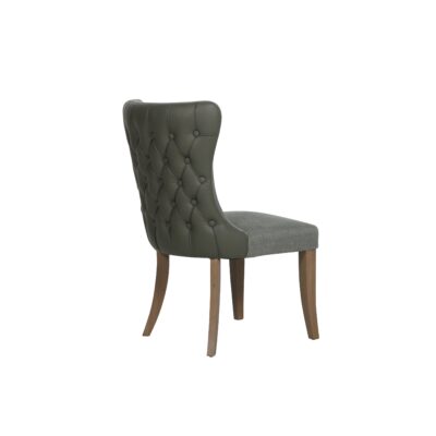 Duke Dining Chair - Green – Fabric & PU Leather Back