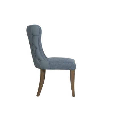 Duke Dining Chair - Blue – Fabric & PU Leather Back