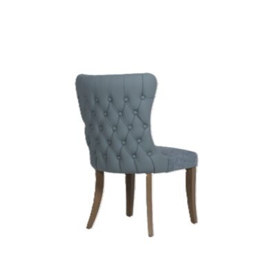 Duke Dining Chair - Blue – Fabric & PU Leather Back