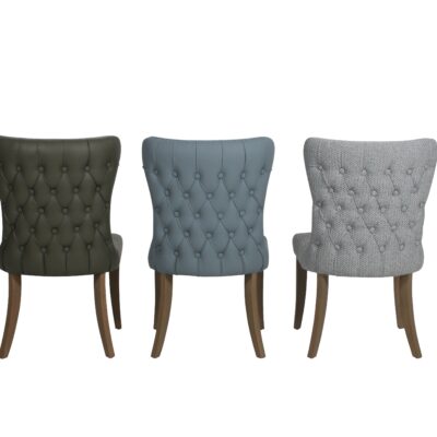 Duke Dining Chair - Blue – Fabric & PU Leather Back