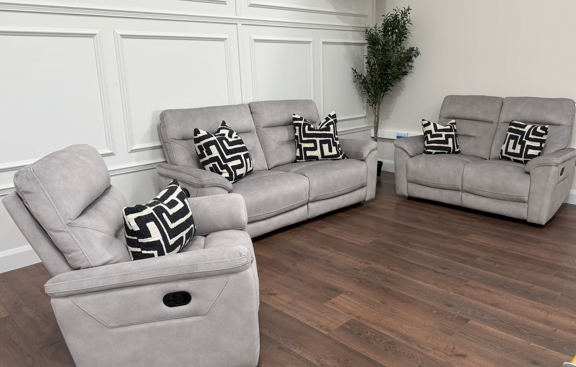 Zurich Manual Recliner 3 Seater – Pebble Grey