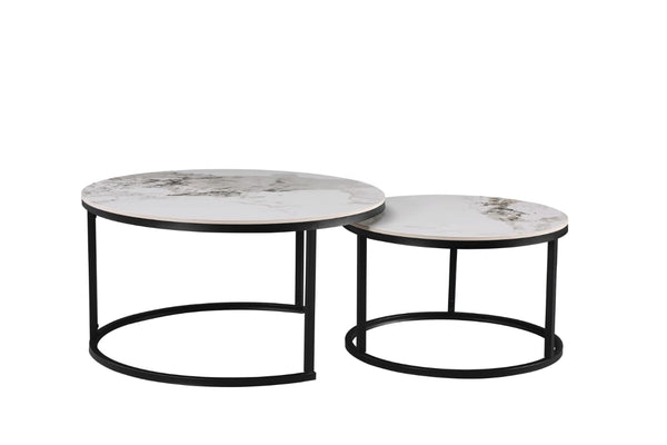 Luca White/Gold Sintered Stone Nest of 2 Coffee Tables