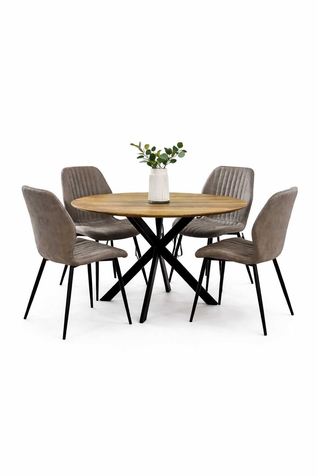 Epsom Rustic Oak 1.2m + 4 Lyra Grey PU